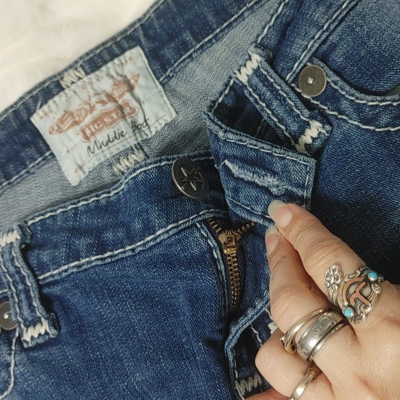 Big Star Maddie Boot Deep Stretchy Blue Jeans Bootcut Sz 34 (?) - Picture 3 of 11